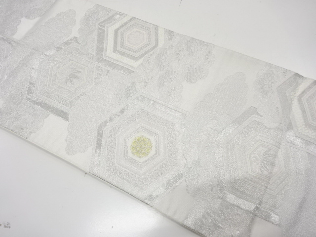 JAPANESE KIMONO / ANTIQUE FUKURO OBI / WOVEN KIKKO & PINE